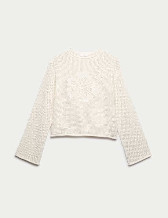 Pull 100 % coton fleuri (du 6 au 16 ans)