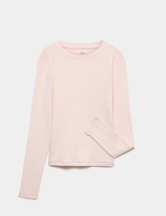 Cotton Rich Ribbed Long Sleeve Top