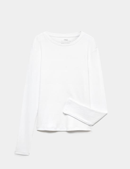 Cotton Rich Ribbed Long Sleeve Top