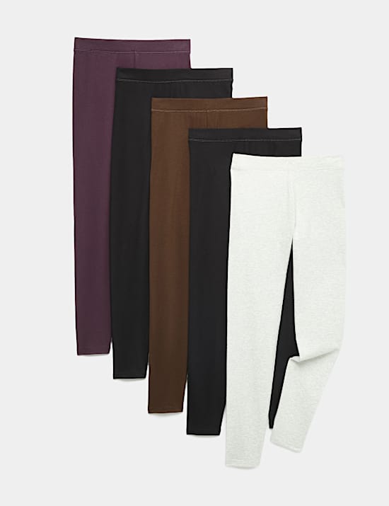 5 Pack Cotton Rich Leggings (6-16 Yrs)