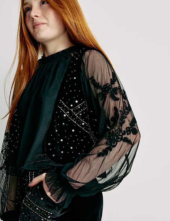 Conjunto de 2 piezas de chaleco de terciopelo y camisa (6-16 años)