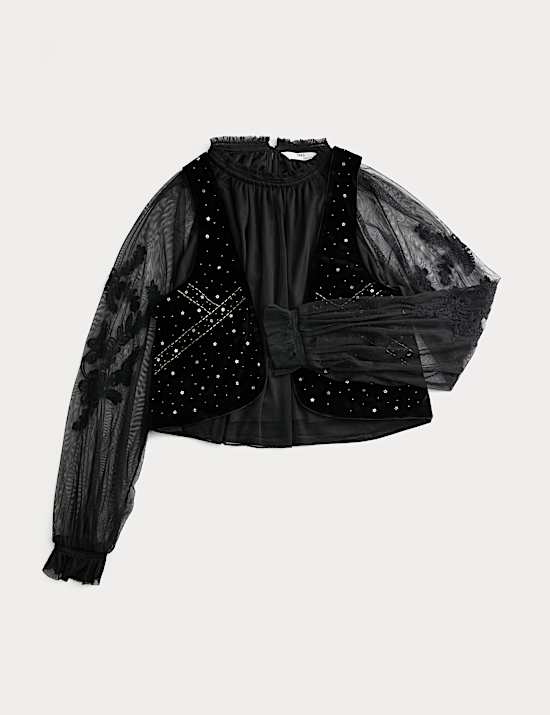 2pc Velvet Waistcoat and Shirt Set (6-16 Yrs)