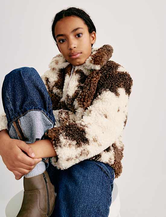 Pony Fur Borg Collared Jacket (6-16 Yrs)