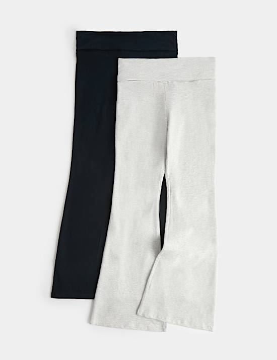 2 Pack Cotton Rich Fold Waist Leggings (6-16 Yrs)