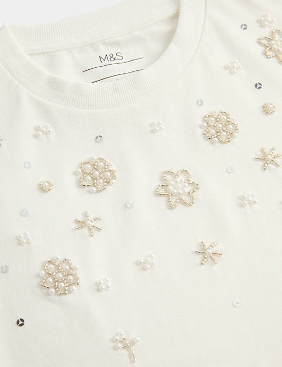 Pure Cotton Sequin T-Shirt