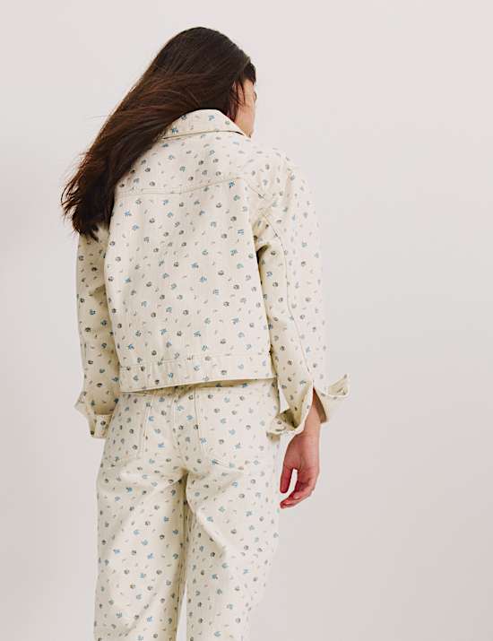 Pure Cotton Denim Ditsy Floral Jacket (2-16 Yrs)