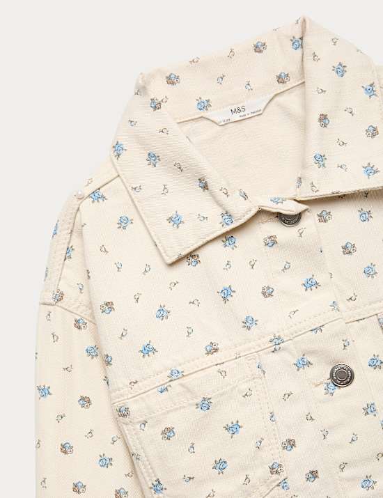Pure Cotton Denim Ditsy Floral Jacket (2-16 Yrs)