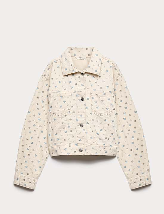 Pure Cotton Denim Ditsy Floral Jacket (2-16 Yrs)