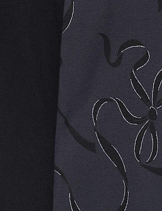 מארז 2 מכנסי טייץ בגזרה מתרחבת מבד עשיר בכותנה (6‏-16 שנים)