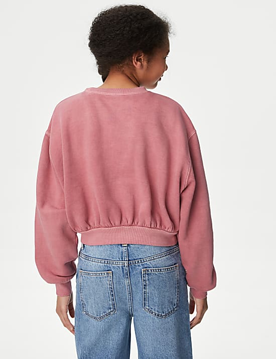 Cotton Rich 'Stockholm' Slogan Cropped Sweatshirt (6-16 Yrs)