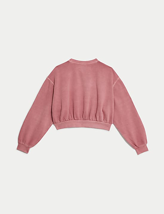 Cotton Rich 'Stockholm' Slogan Cropped Sweatshirt (6-16 Yrs)