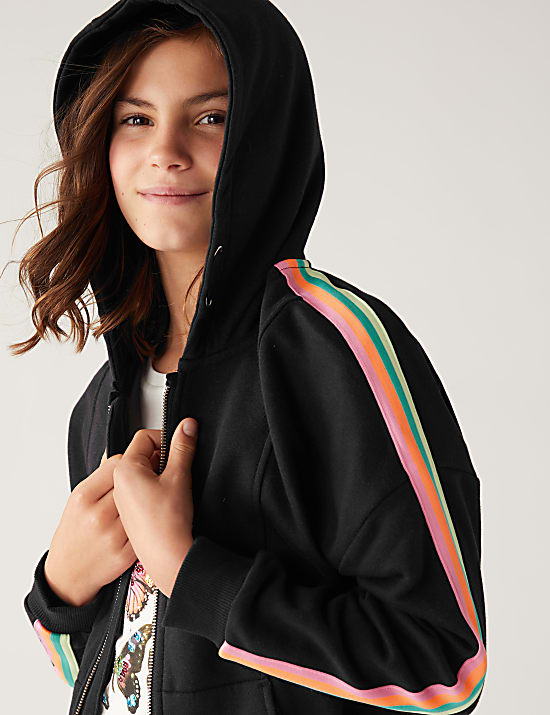 Cotton Rich Striped Hoodie