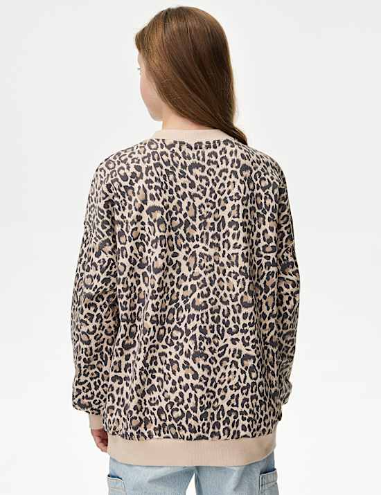 Cotton Rich Animal Print Slogan Sweatshirt (6-16 Yrs)