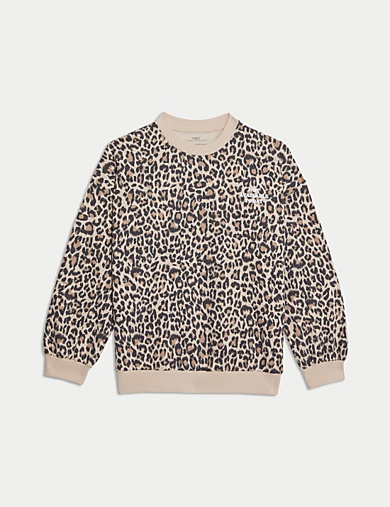 Cotton Rich Animal Print Slogan Sweatshirt (6-16 Yrs)