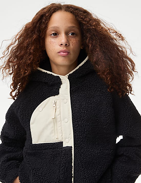 Jaket Bertudung Fleece Borg (6-16 Tahun)