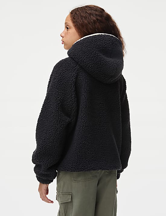 Jaket Bertudung Fleece Borg (6-16 Tahun)