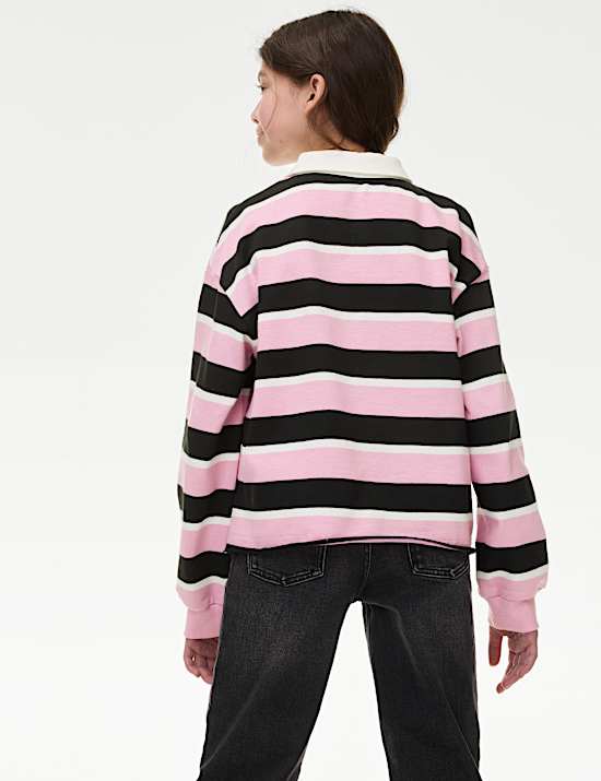 Pure Cotton Striped Rugby Top (6-16 Yrs)