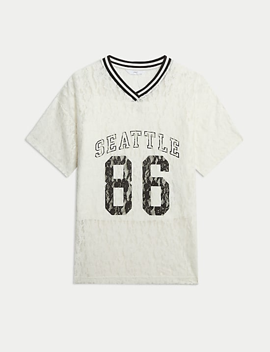 Cotton Blend Lace Print Top (6-16 Yrs)