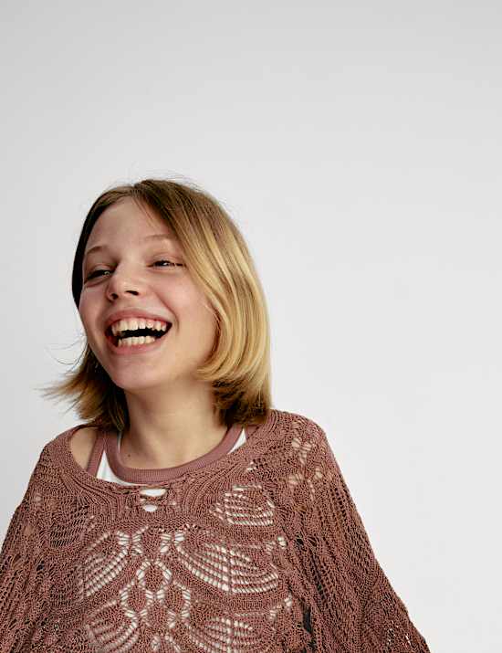 Dzianinowy sweter z mieszanki bawełny (6–16 lat)