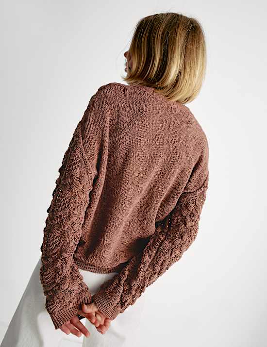 Dzianinowy sweter z mieszanki bawełny (6–16 lat)