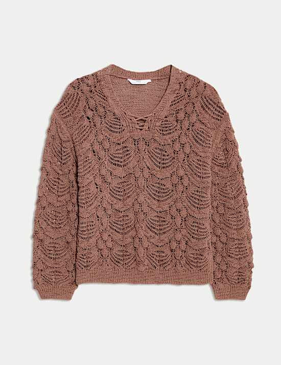 Dzianinowy sweter z mieszanki bawełny (6–16 lat)