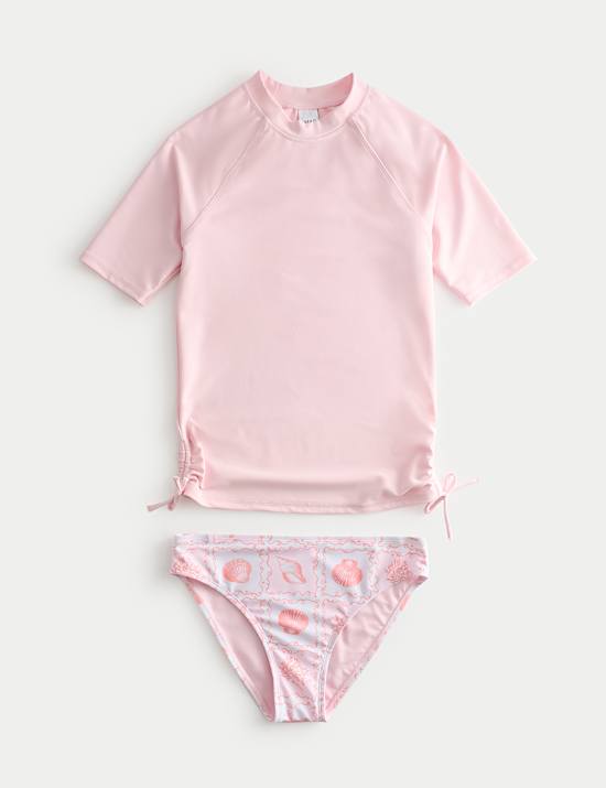 3-teilig Bikini mit Muschelmuster und Badeshirt (6&ndash;16 Jahre)