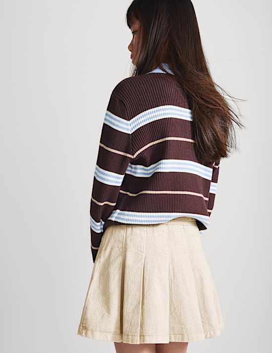 Pure Cotton Pleated Mini Skirt (6-16 Yrs)