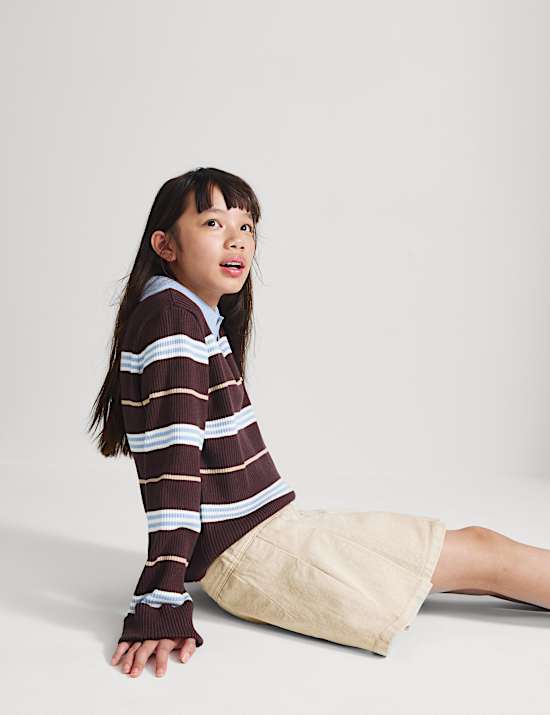 Pure Cotton Pleated Mini Skirt (6-16 Yrs)