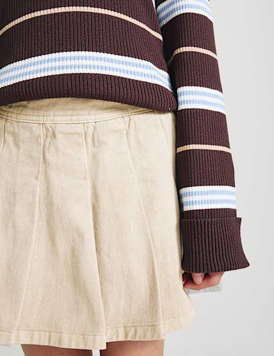Pure Cotton Pleated Mini Skirt (6-16 Yrs)