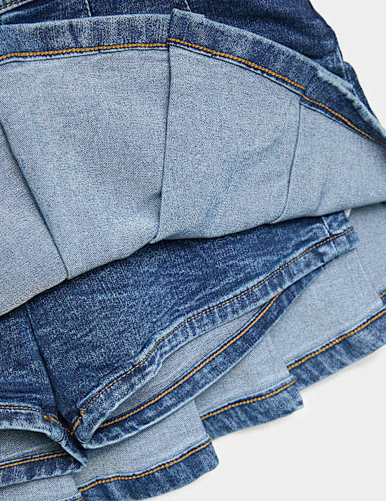Denim Pleated Mini Skort (6-16 Yrs)