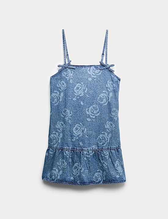 2pc Floral Print Denim Dress and Top (2-16 Yrs)