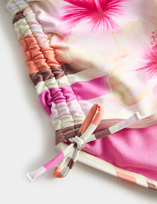 Gestreifter Badeanzug mit Hibiskusmotiv (6&ndash;16 J.)