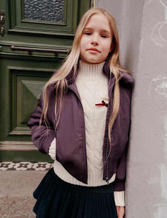 Stormwear&trade; Faux Fur Collared Bomber Jacket (6-16 Yrs)