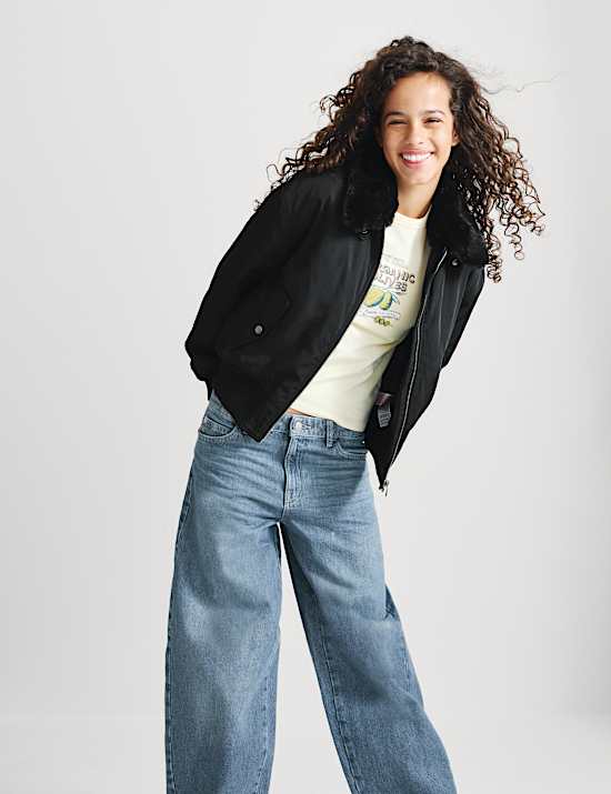 Stormwear&trade; Faux Fur Collared Bomber Jacket (6-16 Yrs)