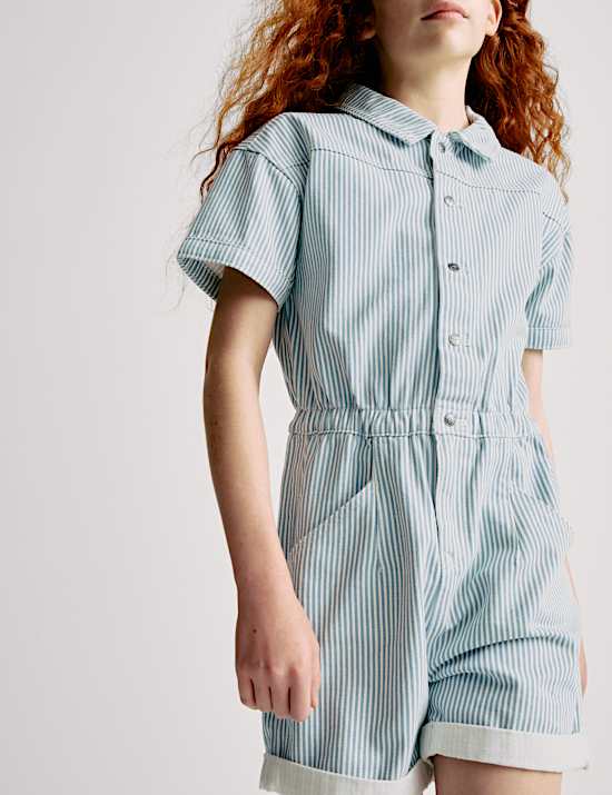 Pure Cotton Denim Playsuit (2-16 Yrs)
