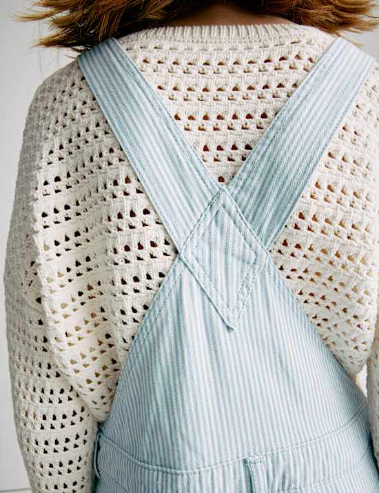 Pure Cotton Striped Dungarees (2-16 Yrs)