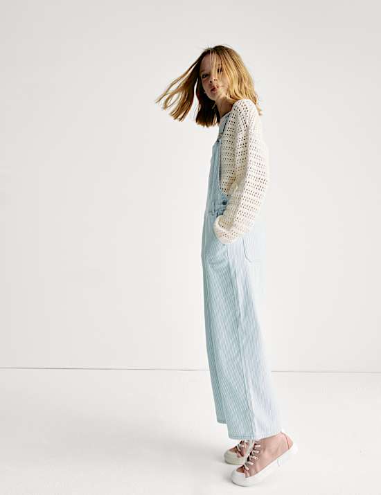 Pure Cotton Striped Dungarees (2-16 Yrs)