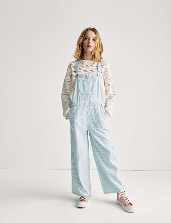 Pure Cotton Striped Dungarees (2-16 Yrs)