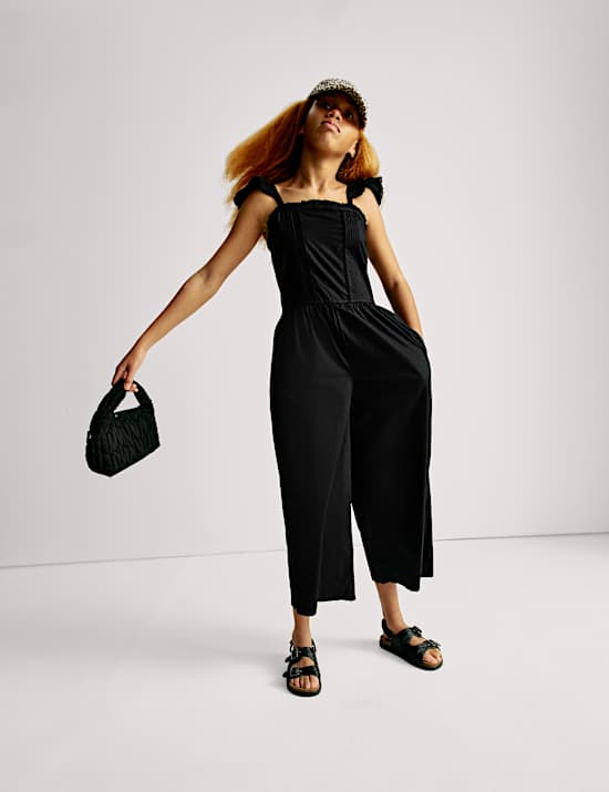 Pure Cotton Frill Wide Leg Jumpsuit (6-16 Yrs)