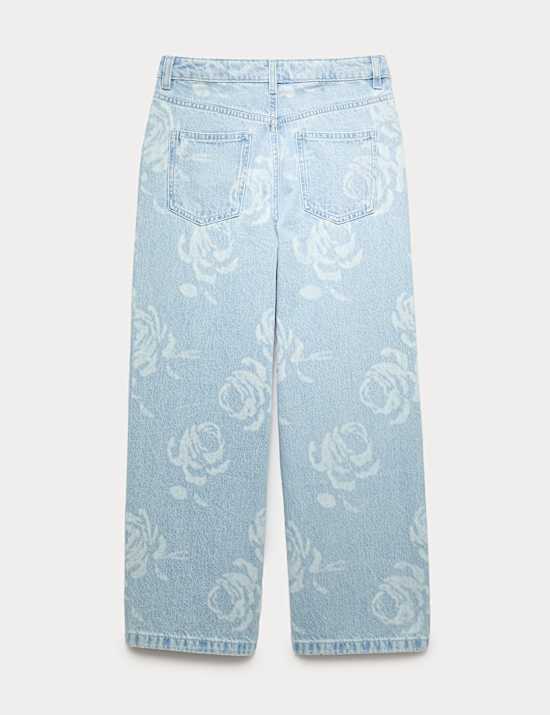 Pure Cotton Floral Print Jeans (6-16 Yrs)