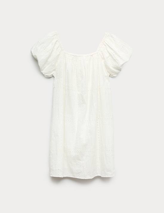 Pure Cotton Puff Sleeve Mini Dress (6-16 Yrs)