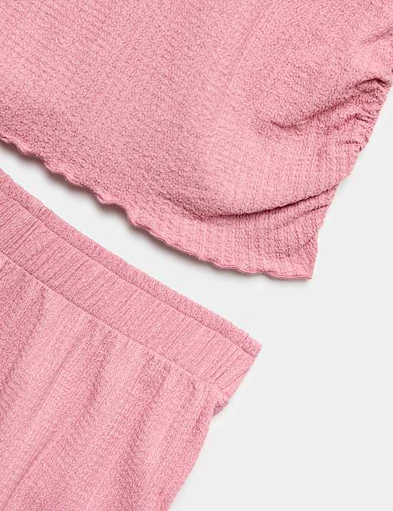2 Piece Crinkle Top & Wide Leg Bottom Outfit (6-16 Yrs)