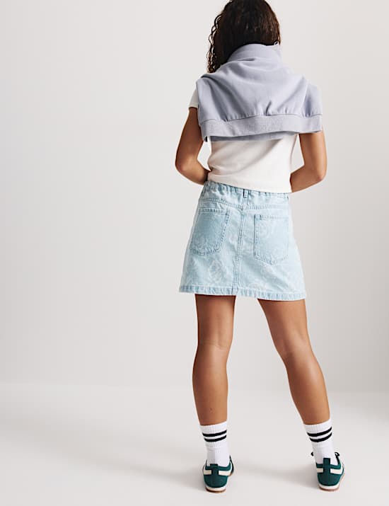 Pure Cotton Floral Denim Skirt (2-16 Yrs)