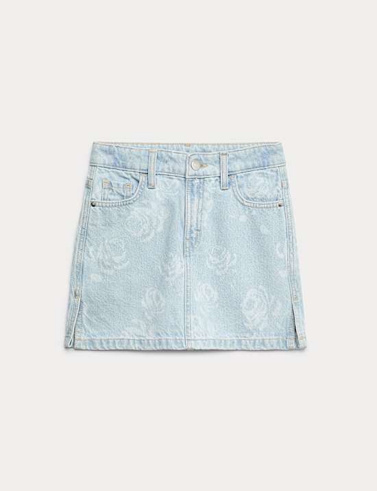 Pure Cotton Floral Denim Skirt (2-16 Yrs)