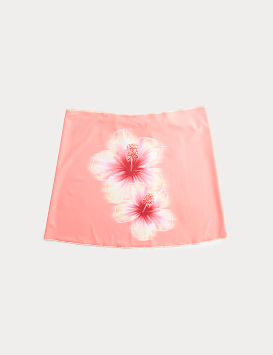 3 Piece Striped Tankini and Floral Sarong