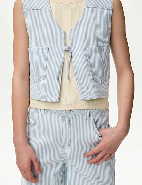 Denim Striped Waistcoat (6-16 Yrs)
