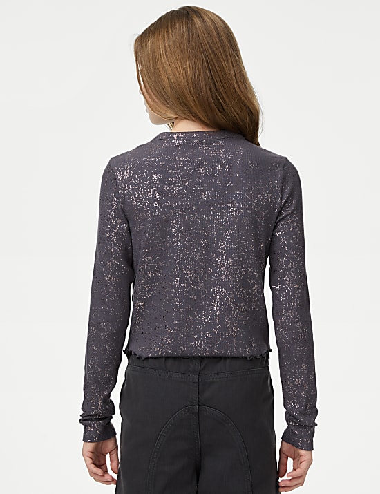 Cotton Rich Foil Ribbed Top (6-16 Yrs)