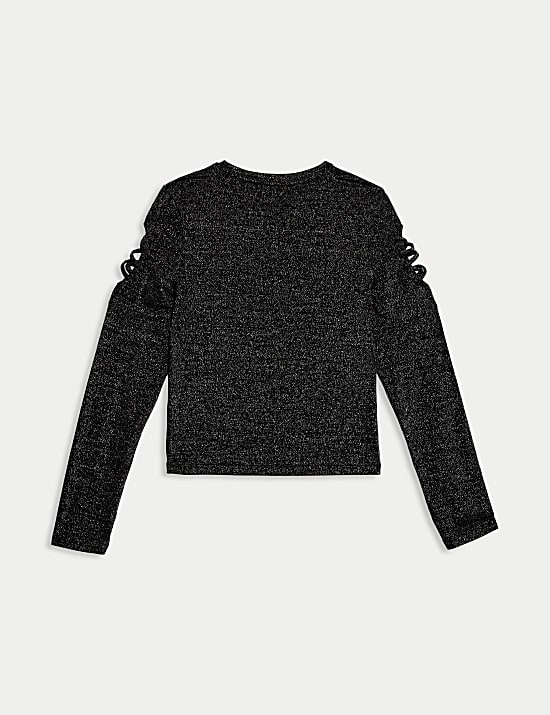 Top &agrave; manches ajour&eacute;es et paillettes (du 6&nbsp;au 16&nbsp;ans)