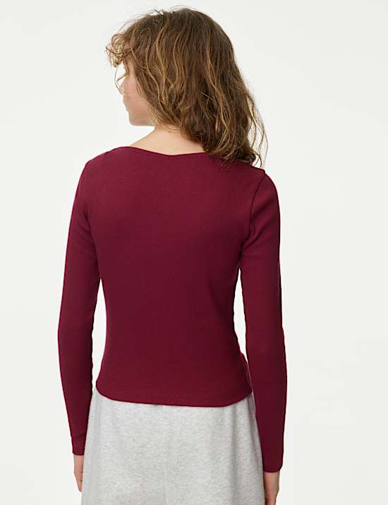 Tops de algod&oacute;n ribeteados (6-16 a&ntilde;os)