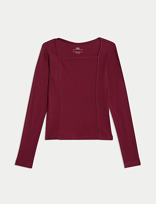 Tops de algod&oacute;n ribeteados (6-16 a&ntilde;os)